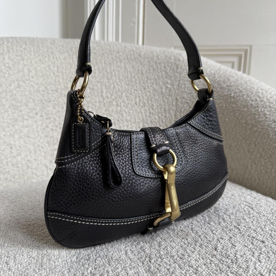 Coach Mini Hampton Black Leather Shoulder Bag
