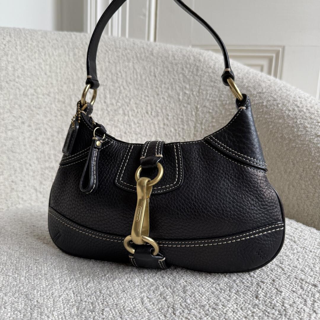 Coach Mini Hampton Black Leather Shoulder Bag