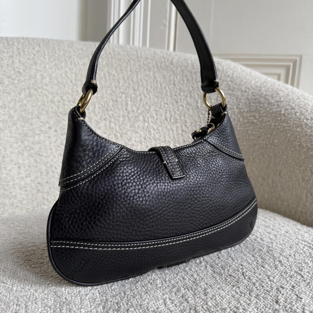 Coach Mini Hampton Black Leather Shoulder Bag