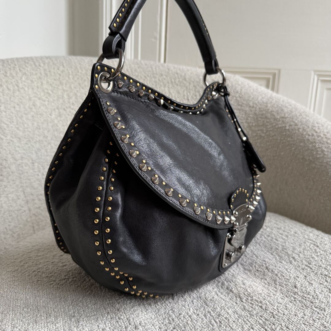 Miu Miu Studded Leather Black Handbag