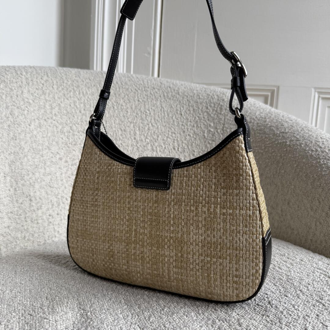 Coach Hobo Straw Beige Shoulder Bag