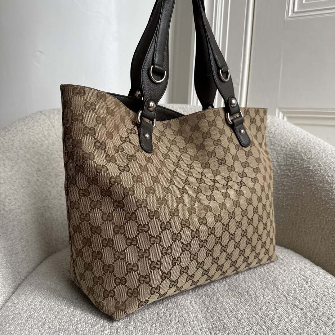 Gucci GG Canvas Horsebit Grey Tote Bag