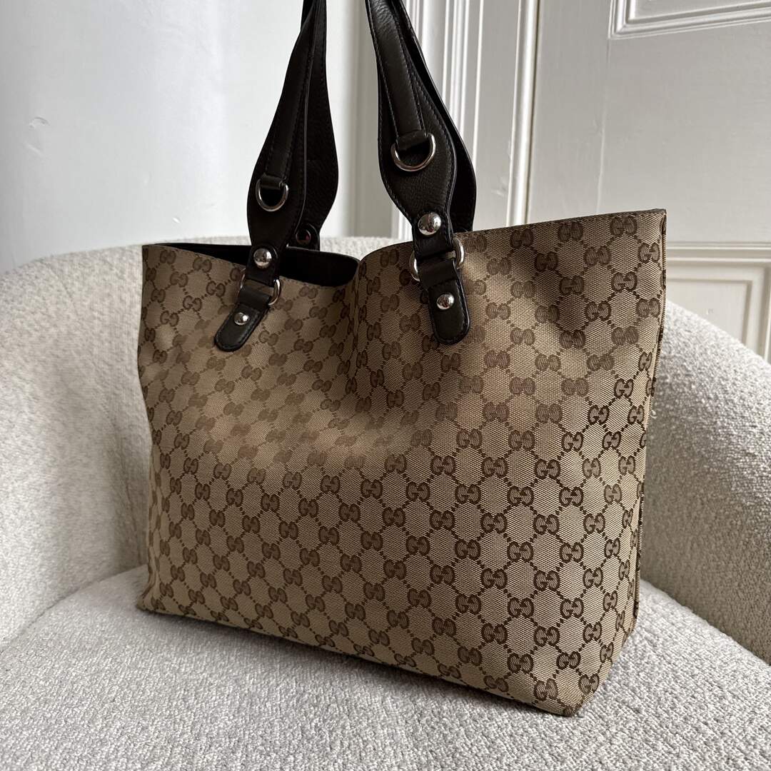 Gucci GG Canvas Horsebit Grey Tote Bag