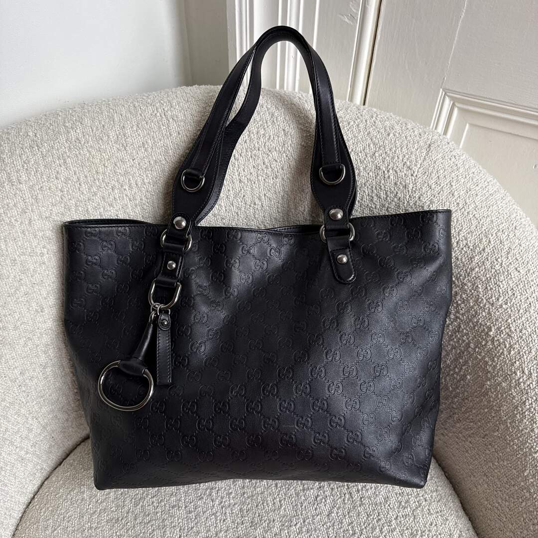 Gucci Guccissima Horsebit Black Tote Bag