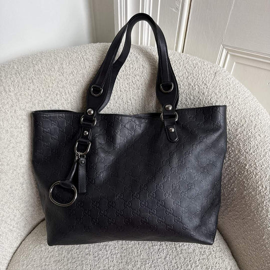 Gucci Guccissima Horsebit Black Tote Bag