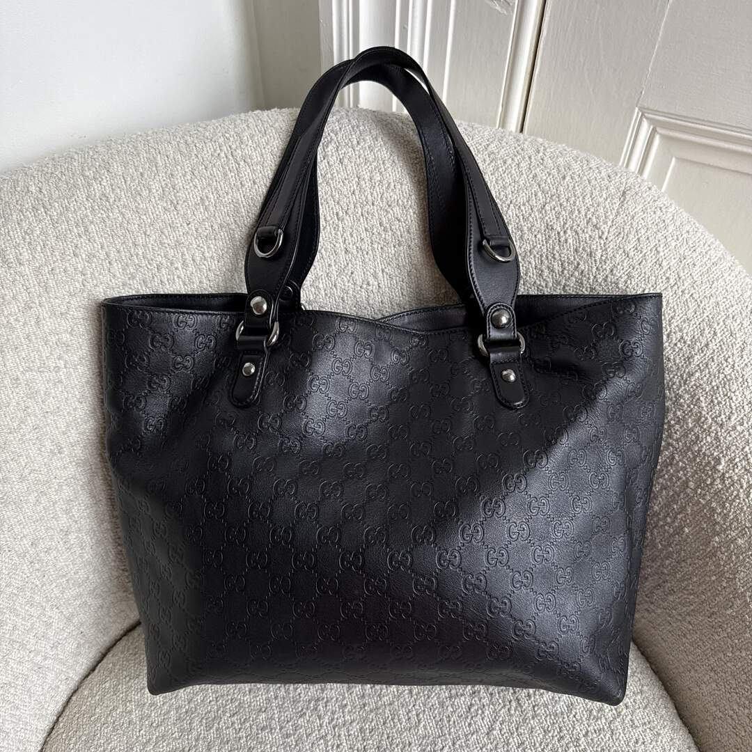 Gucci Guccissima Horsebit Black Tote Bag