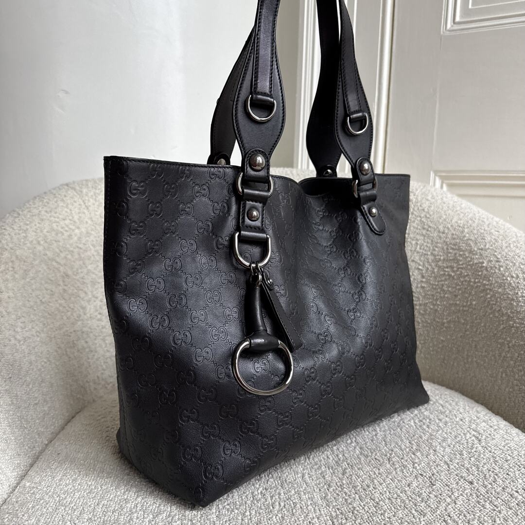 Gucci Guccissima Horsebit Black Tote Bag
