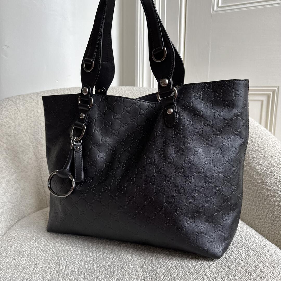 Gucci Guccissima Horsebit Black Tote Bag