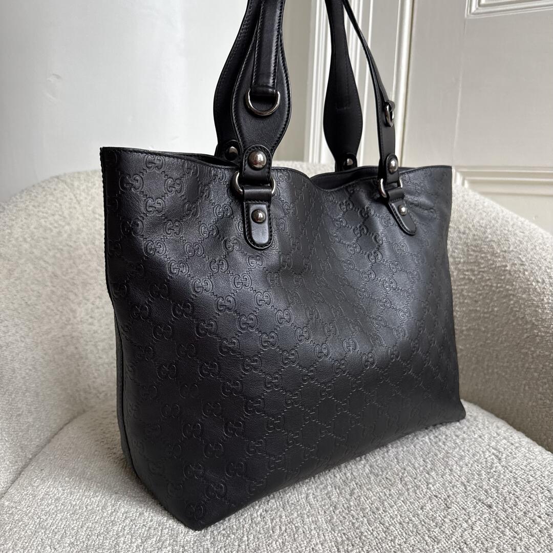 Gucci Guccissima Horsebit Black Tote Bag