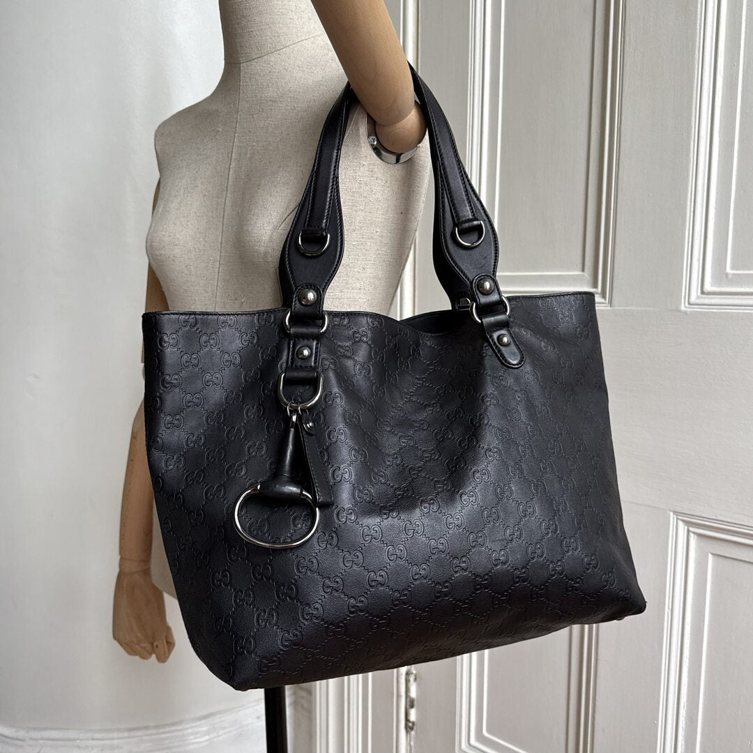 Gucci Guccissima Horsebit Black Tote Bag