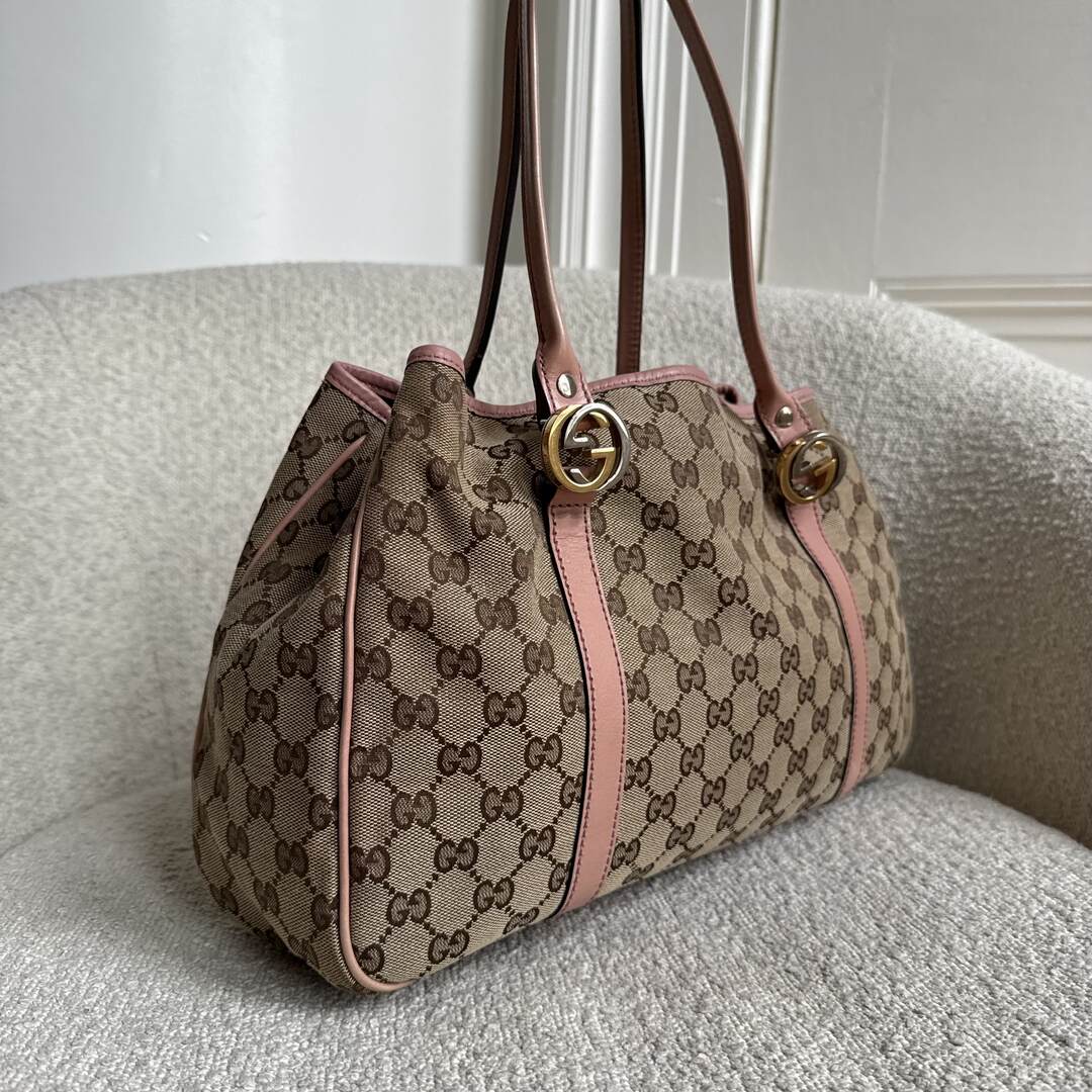 Gucci GG Canvas Pink Twins Tote Bag