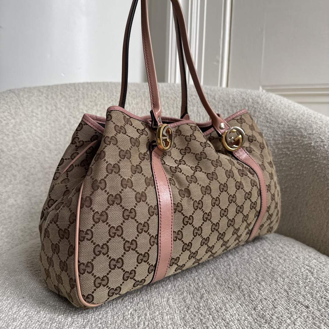 Gucci GG Canvas Pink Twins Tote Bag