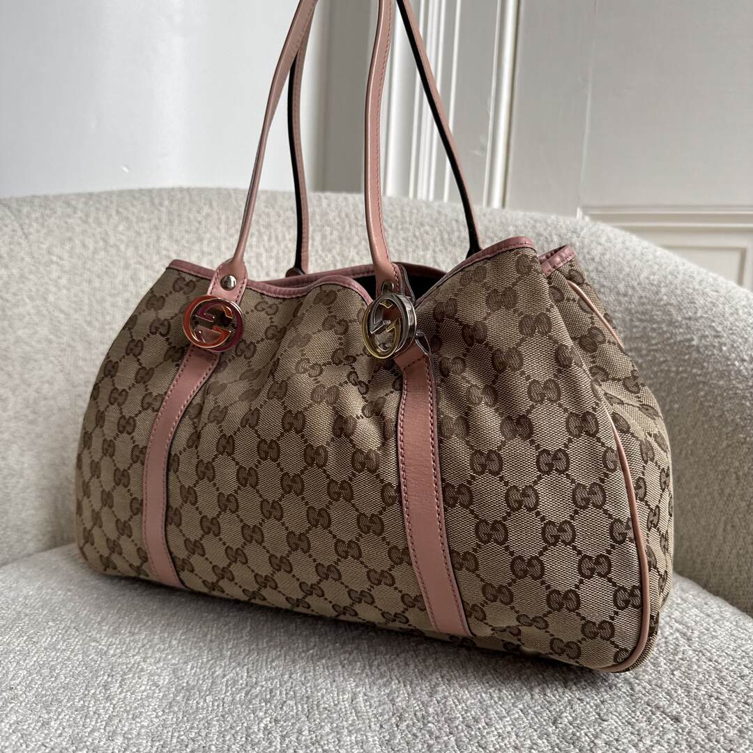 Gucci GG Canvas Pink Twins Tote Bag