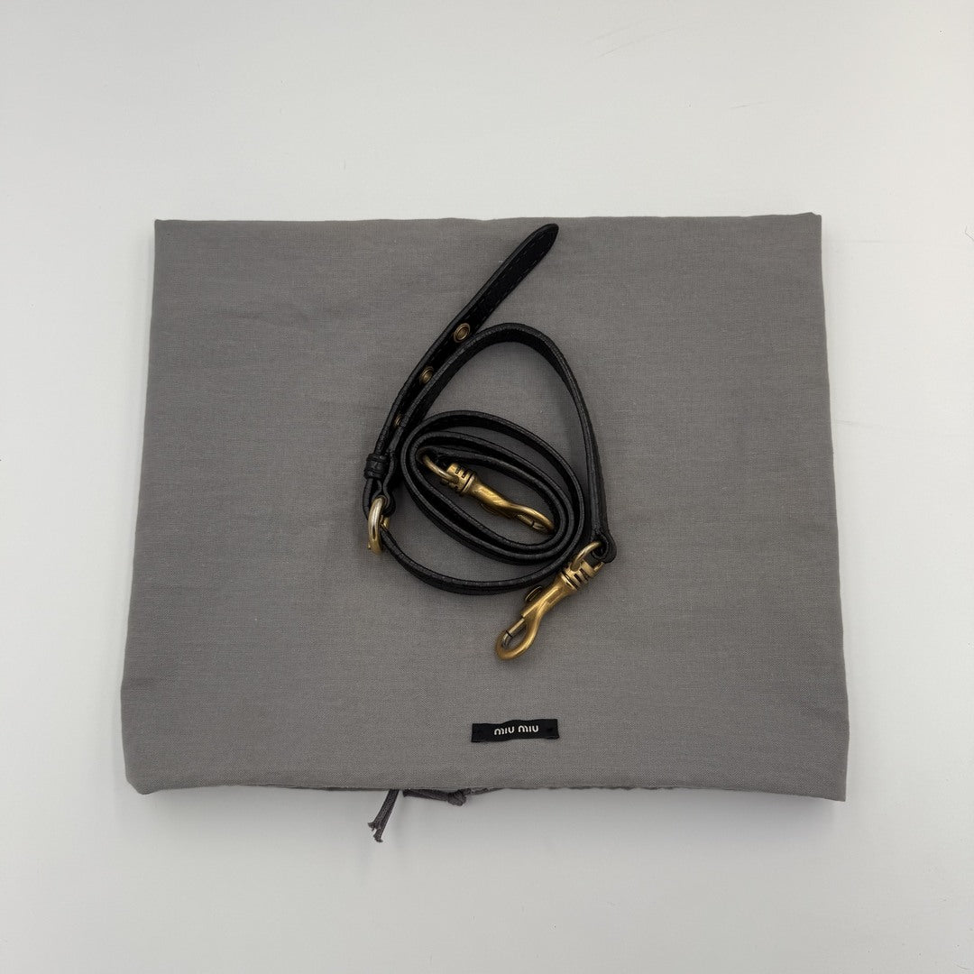 Miu Miu Vitello Leather Black Shoulder Bag