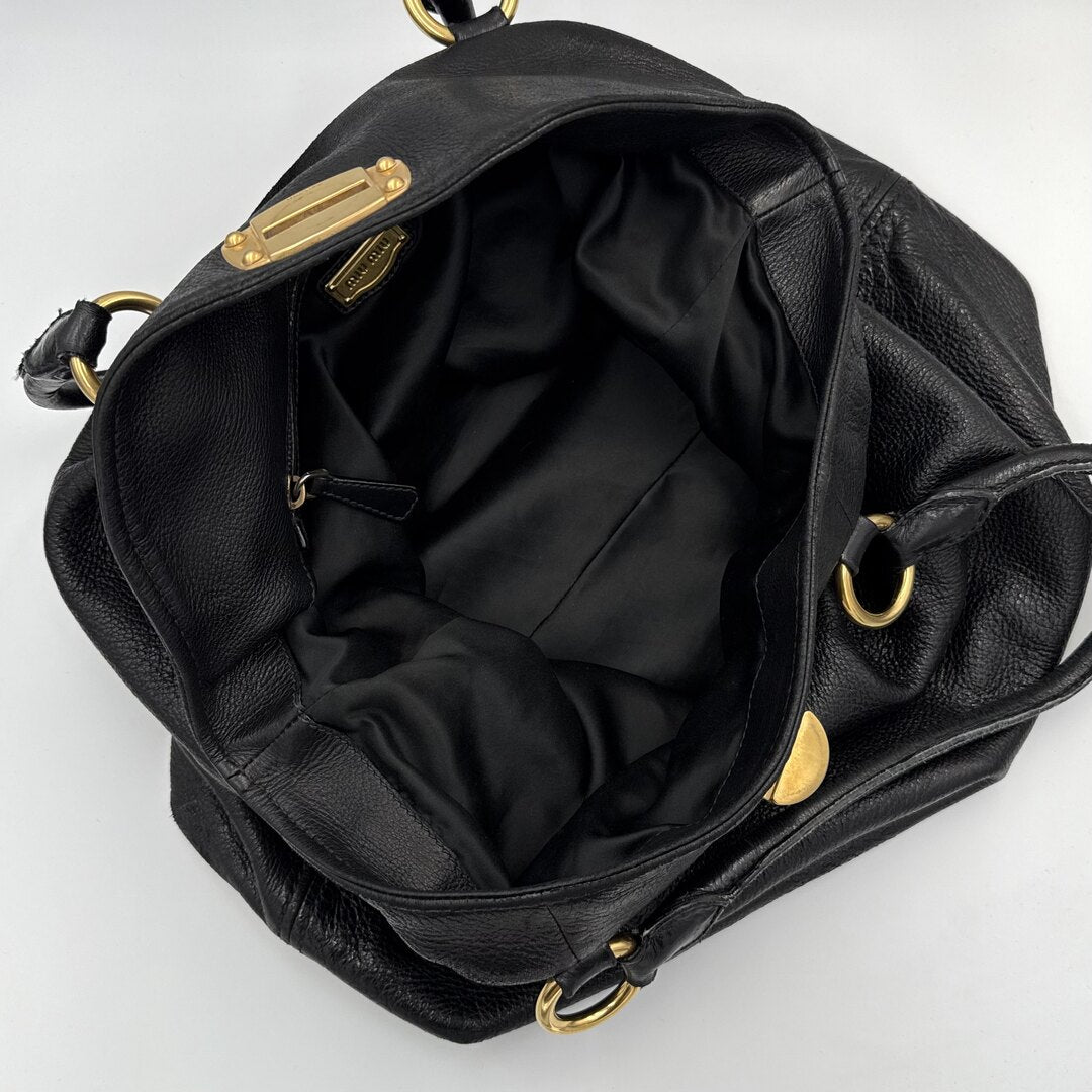 Miu Miu Vitello Leather Black Shoulder Bag