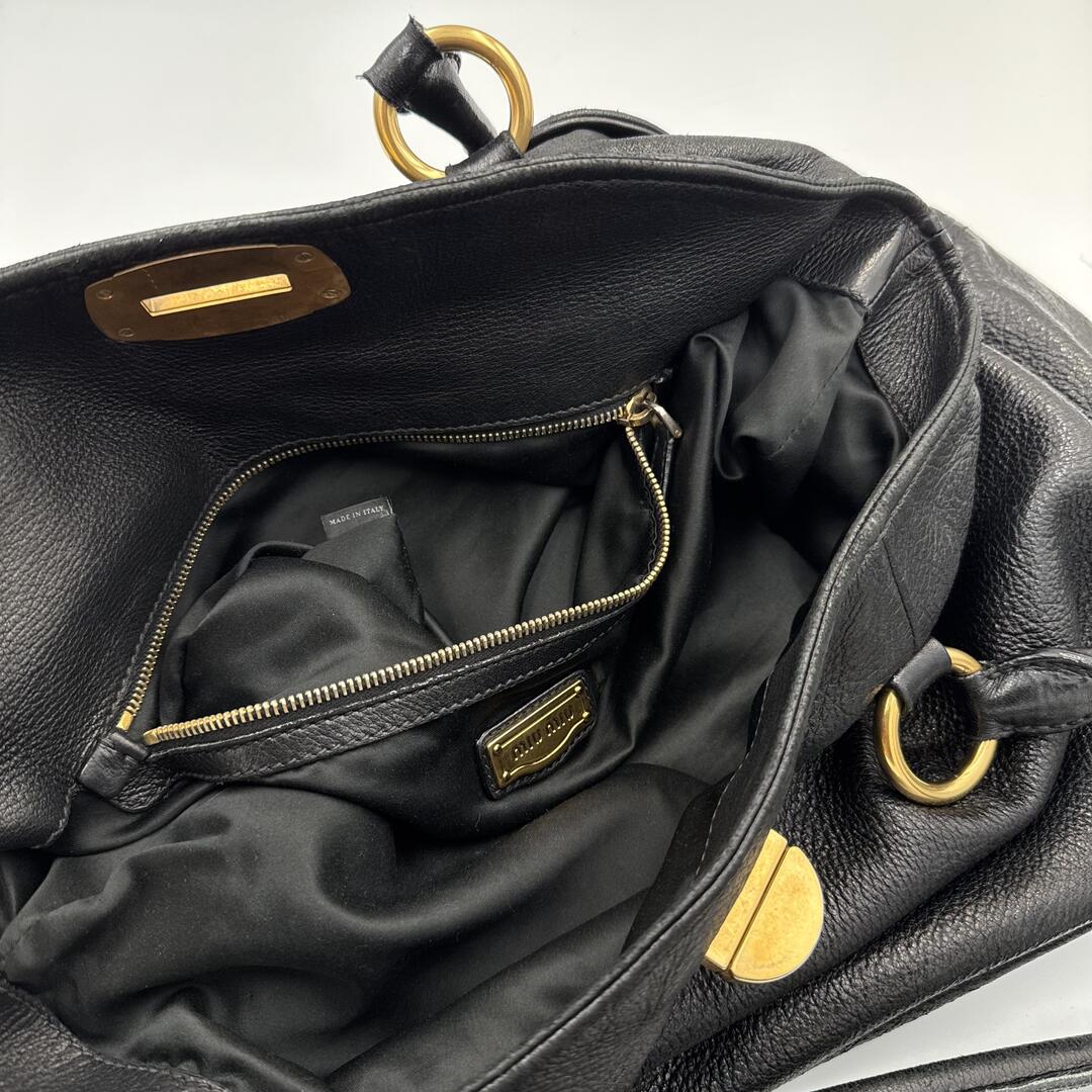 Miu Miu Vitello Leather Black Shoulder Bag
