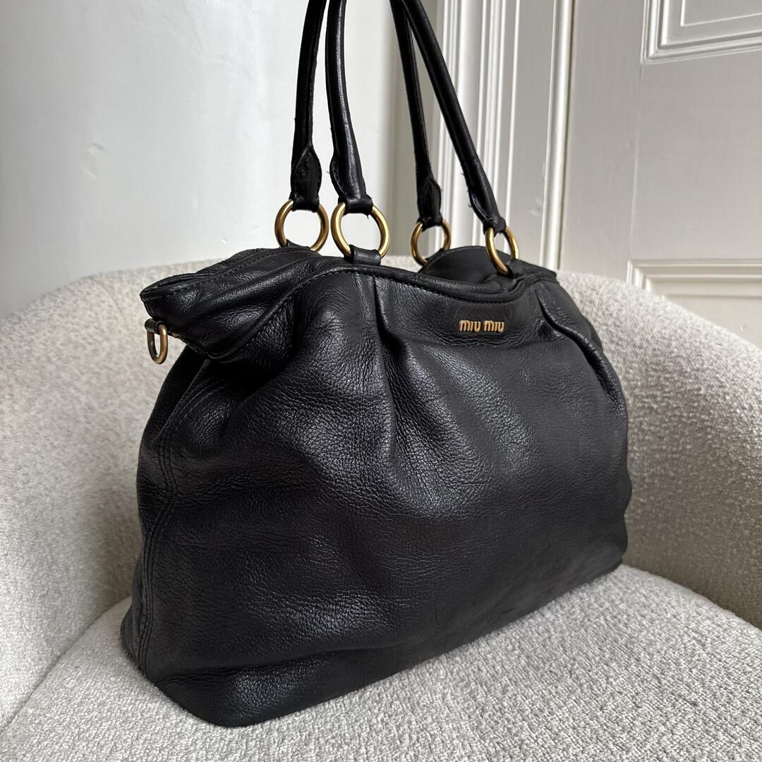 Miu Miu Vitello Leather Black Shoulder Bag