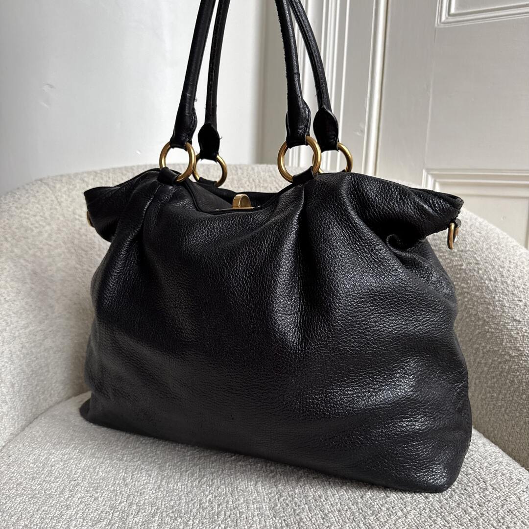 Miu Miu Vitello Leather Black Shoulder Bag