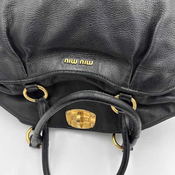 Miu Miu Vitello Leather Black Shoulder Bag