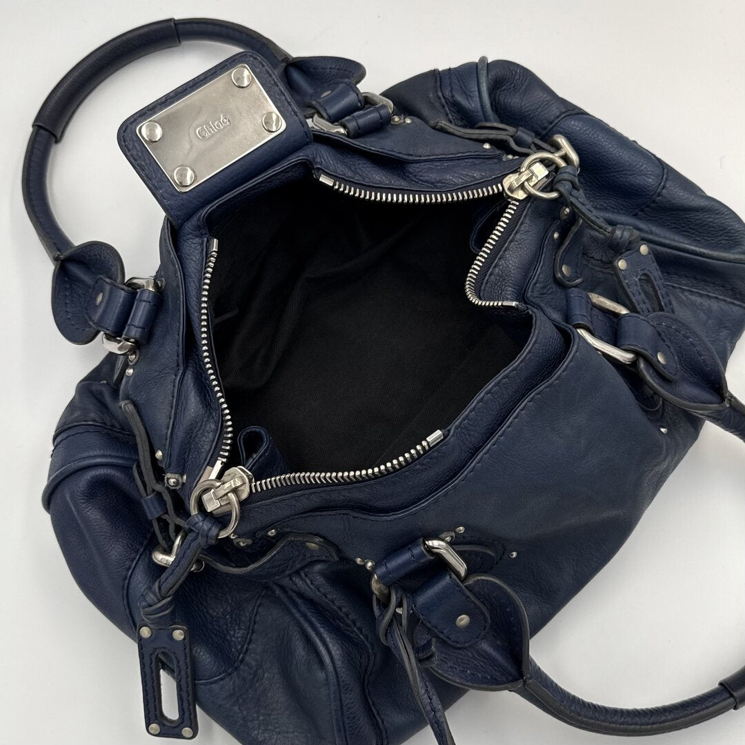 Chloe Paddington Leather Blue Handbag
