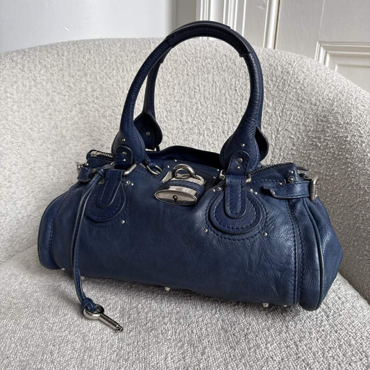 Chloe Paddington Leather Blue Handbag