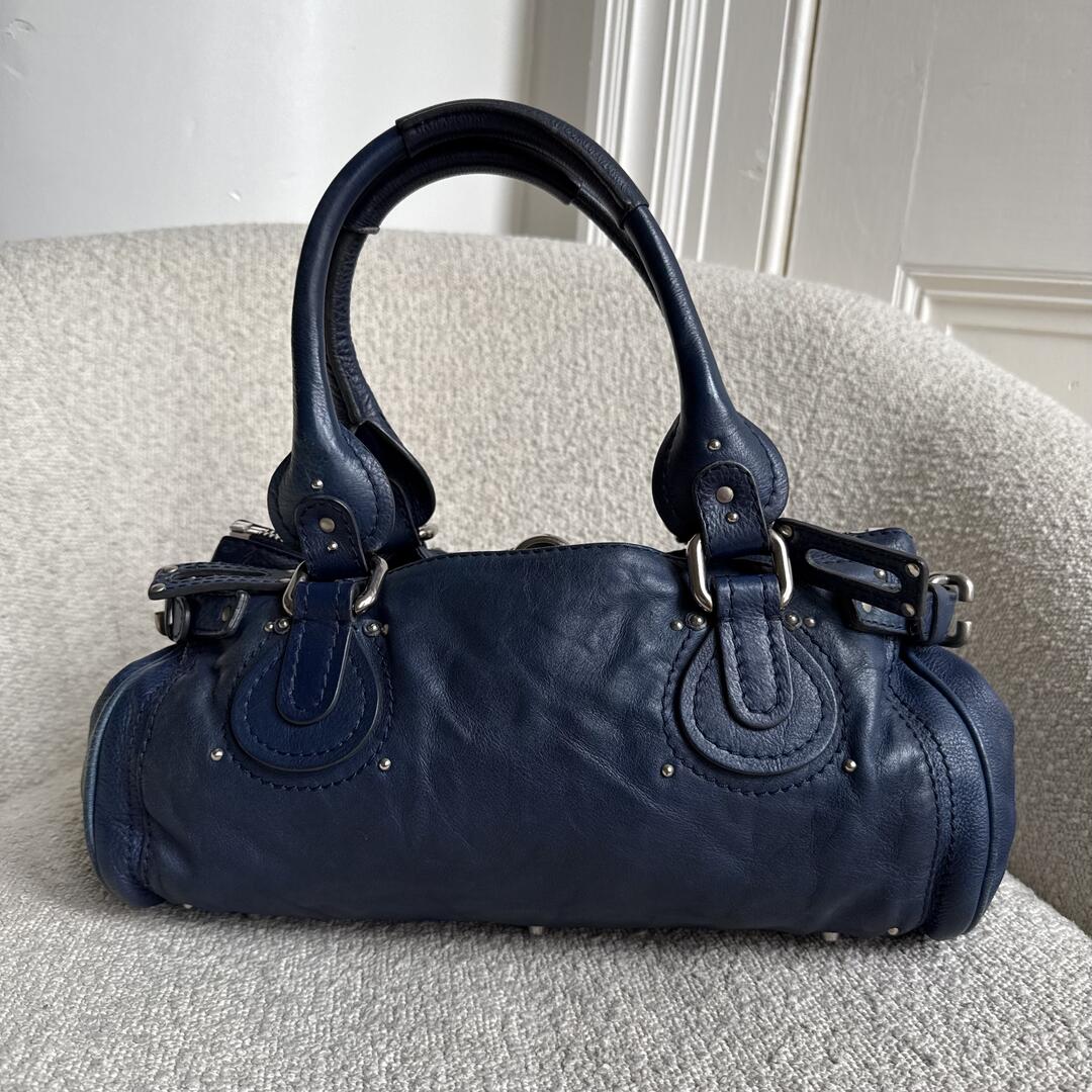 Chloe Paddington Leather Blue Handbag