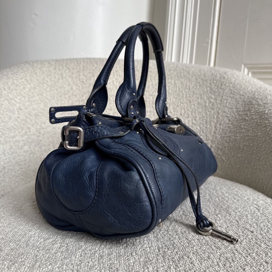 Chloe Paddington Leather Blue Handbag