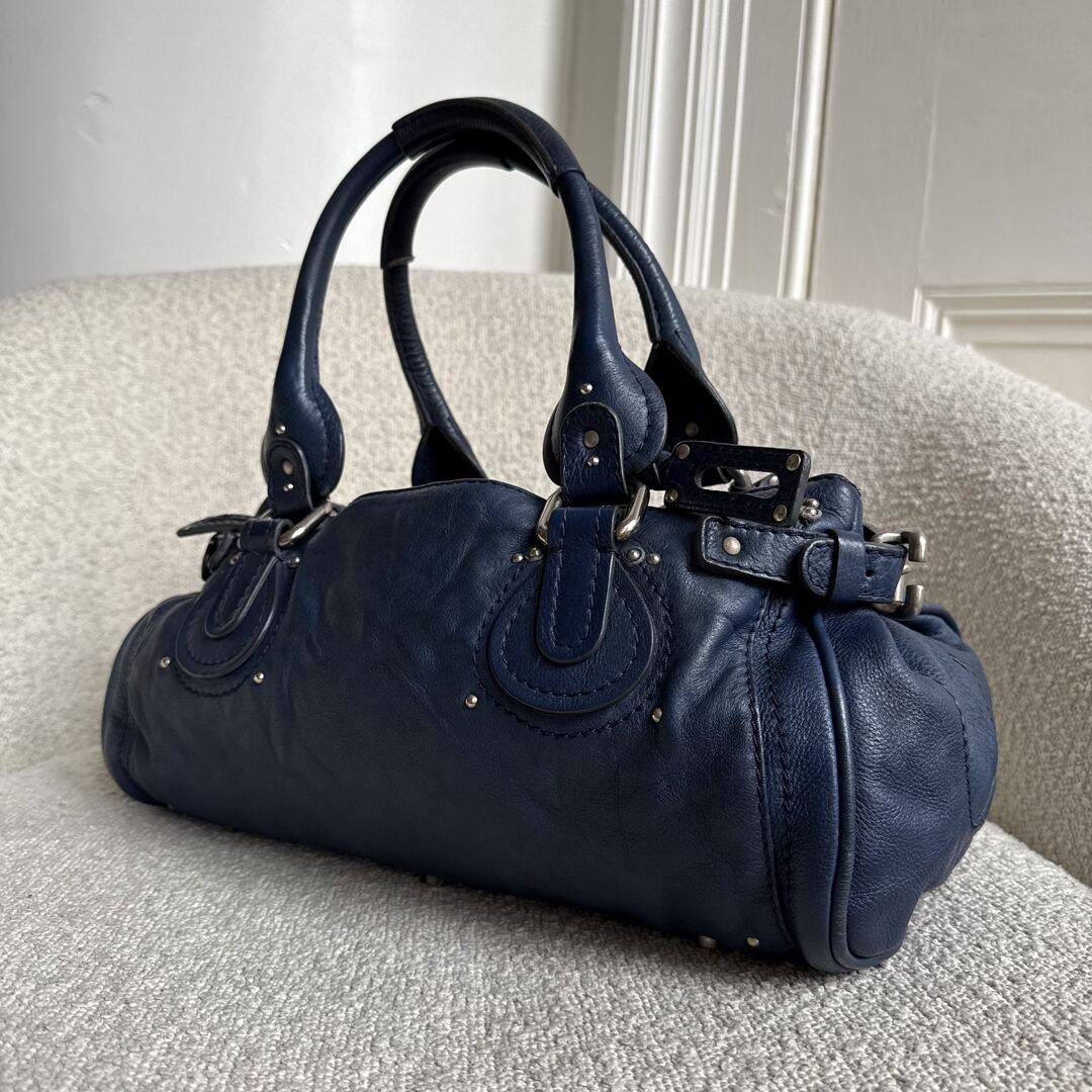 Chloe Paddington Leather Blue Handbag