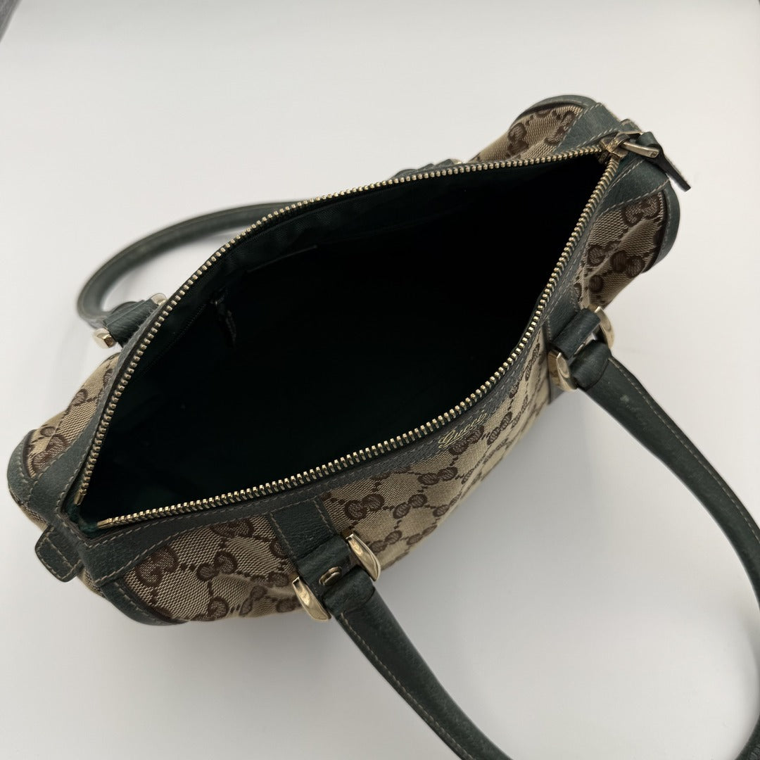 Gucci GG Canvas Abbey Boston Green Shoulder Bag