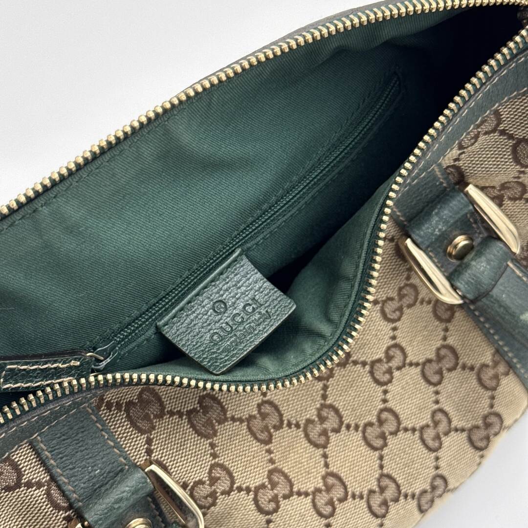 Gucci GG Canvas Abbey Boston Green Shoulder Bag