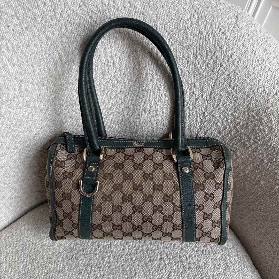 Gucci GG Canvas Abbey Boston Green Shoulder Bag