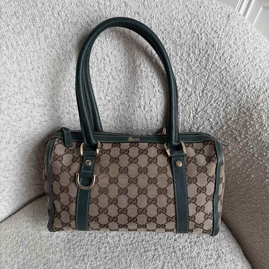 Gucci GG Canvas Abbey Boston Green Shoulder Bag