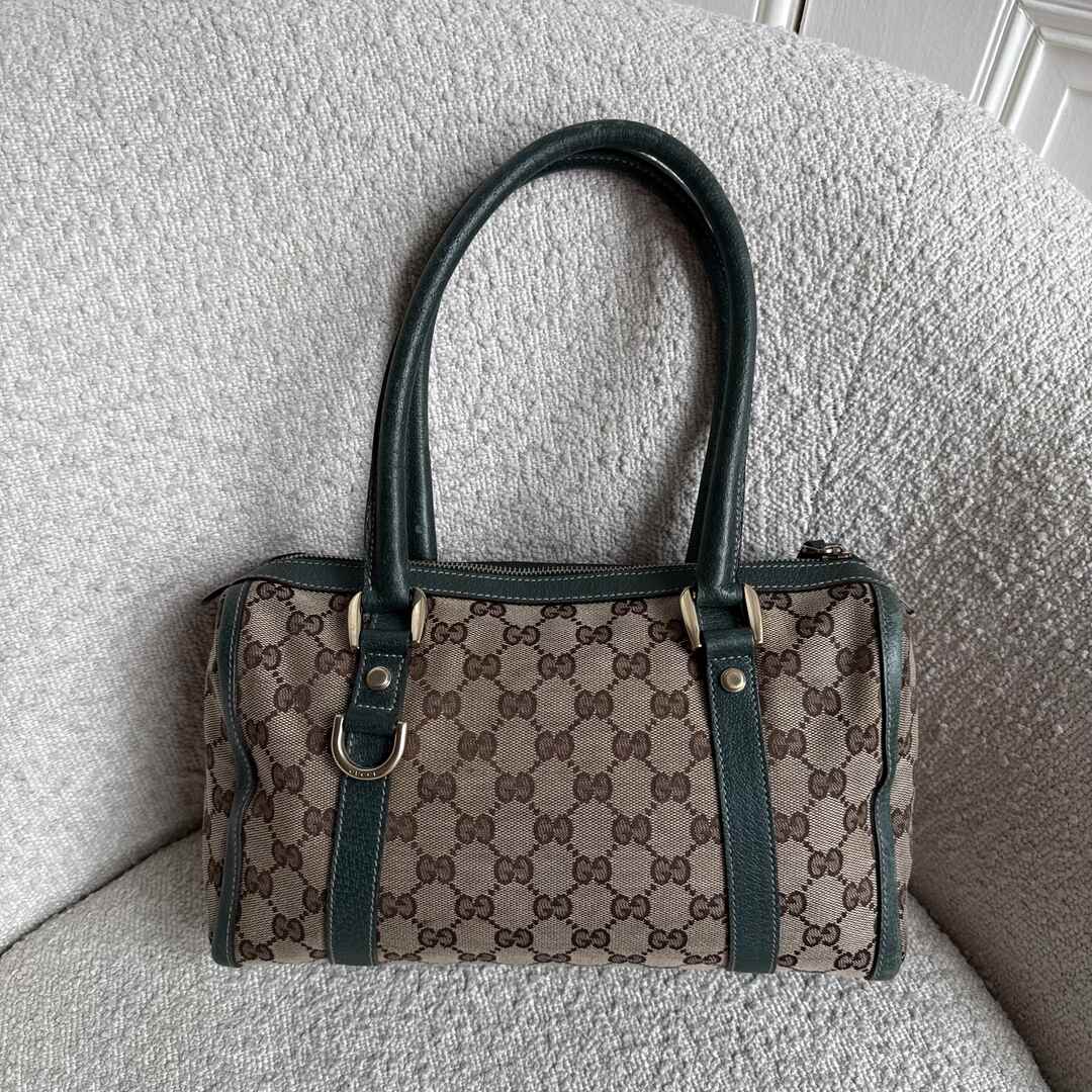 Gucci GG Canvas Abbey Boston Green Shoulder Bag