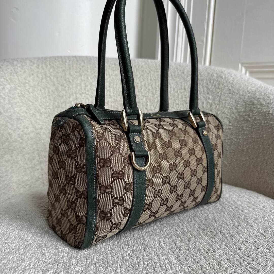 Gucci GG Canvas Abbey Boston Green Shoulder Bag