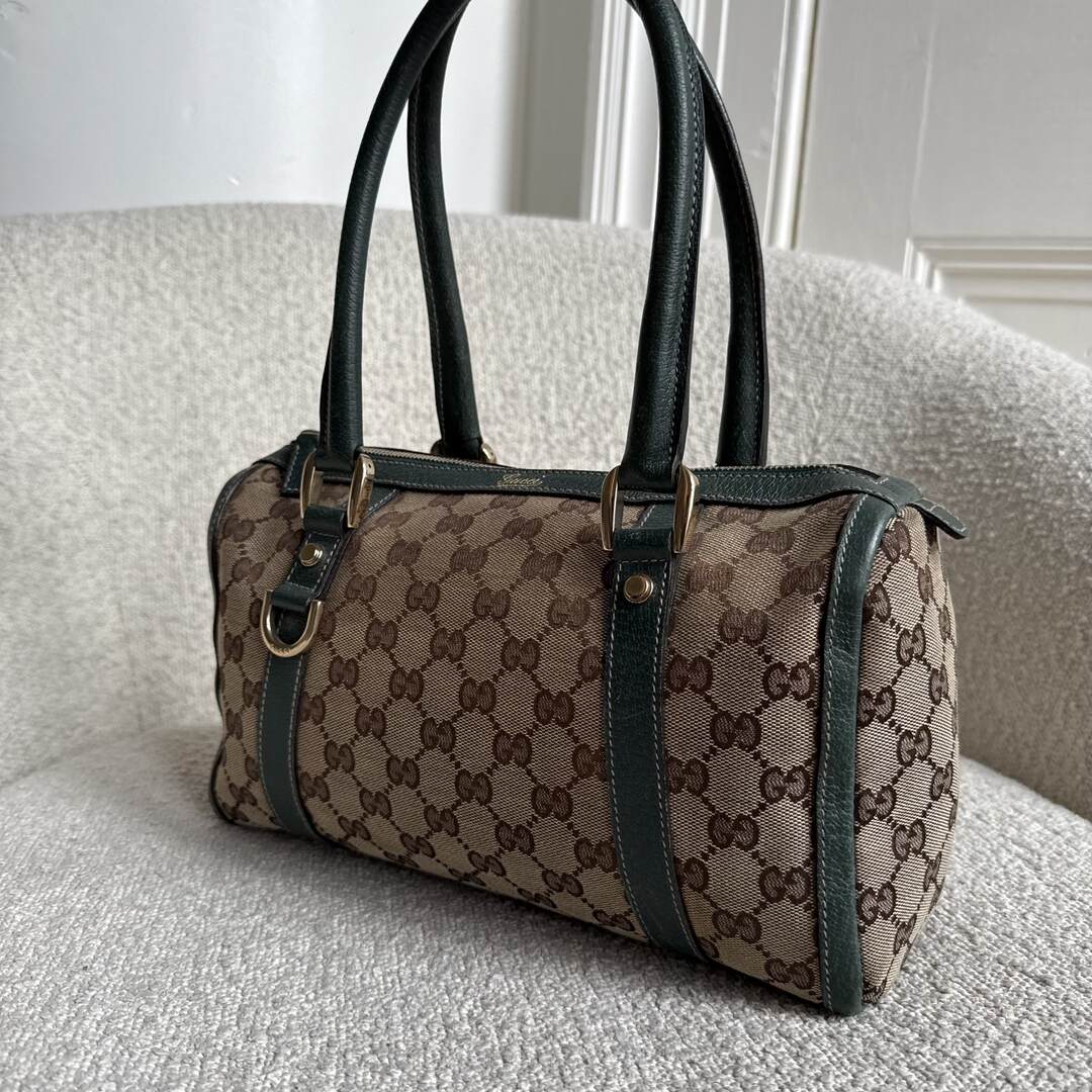Gucci GG Canvas Abbey Boston Green Shoulder Bag