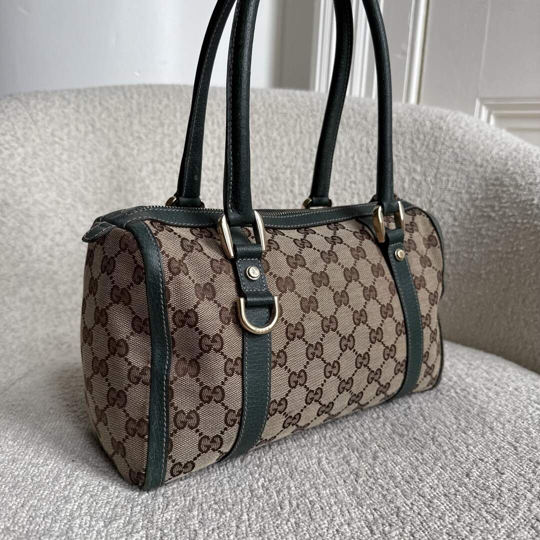 Gucci GG Canvas Abbey Boston Green Shoulder Bag