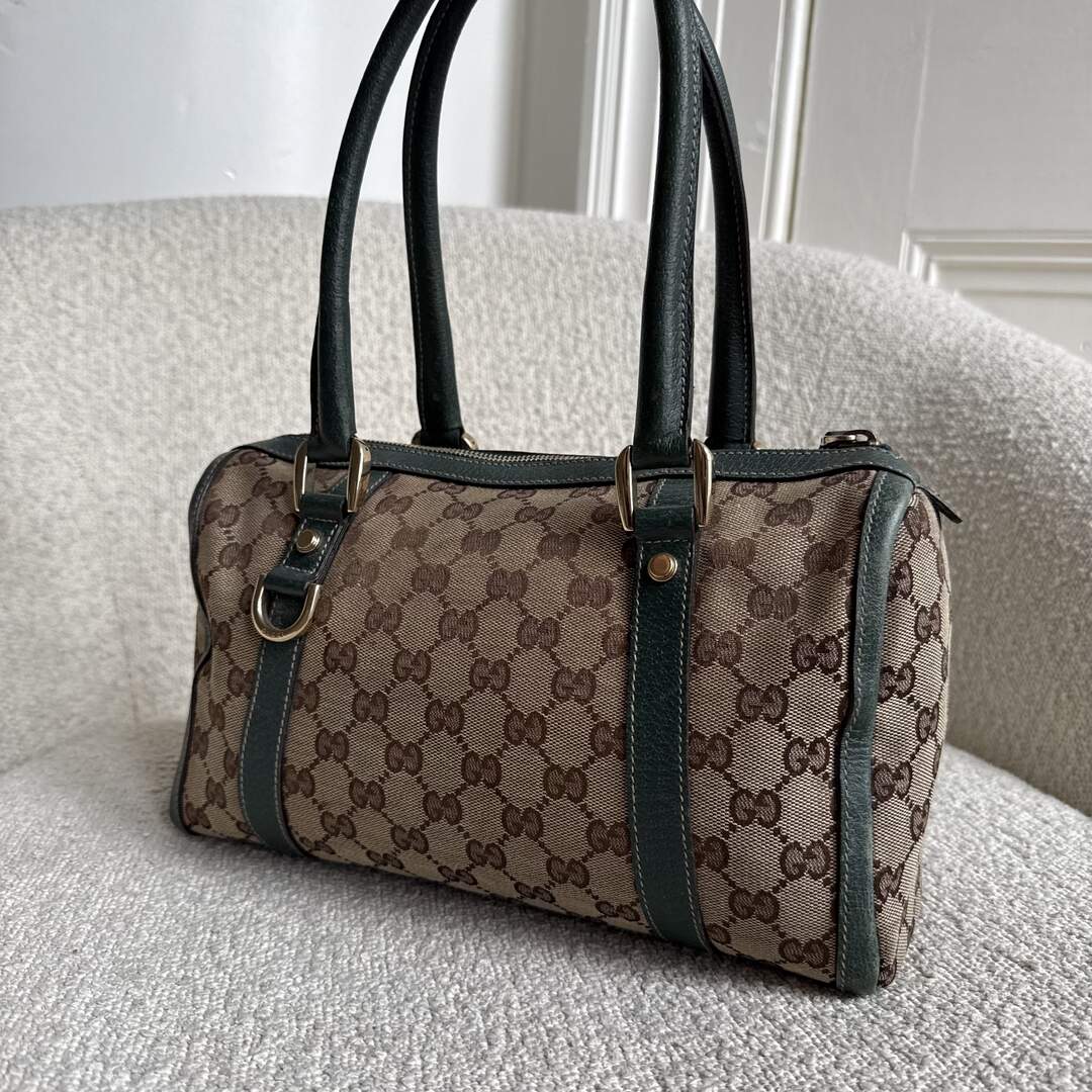 Gucci GG Canvas Abbey Boston Green Shoulder Bag