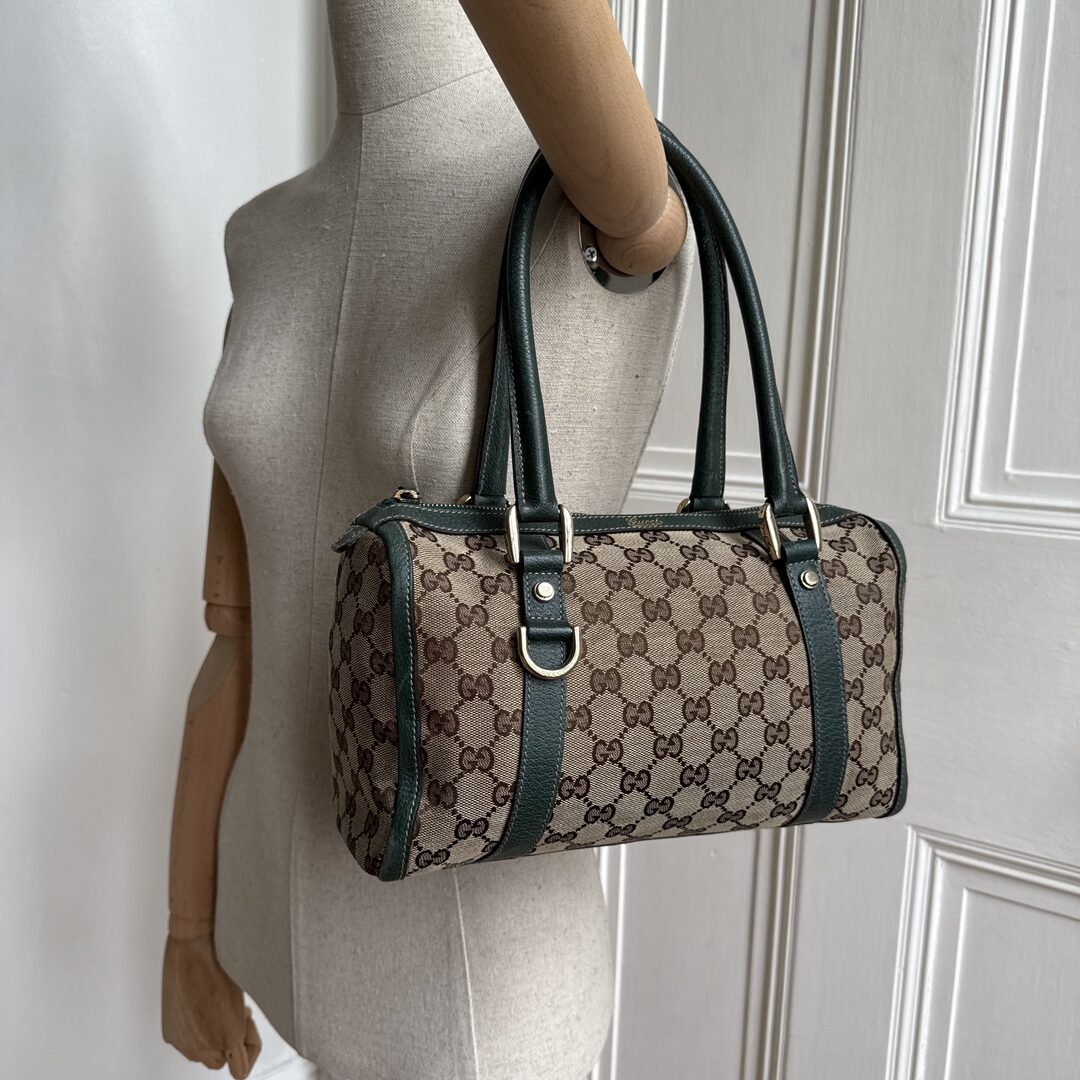 Gucci GG Canvas Abbey Boston Green Shoulder Bag