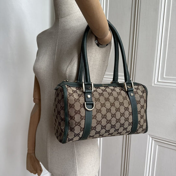 Gucci GG Canvas Abbey Boston Green Shoulder Bag
