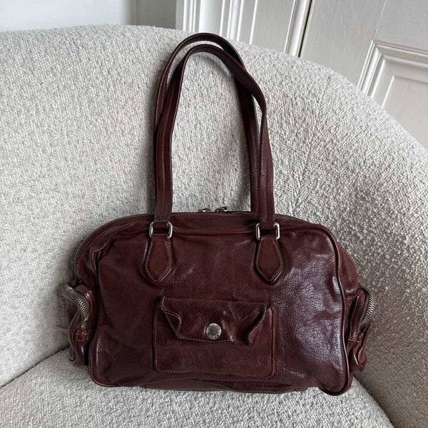2007 Prada Washed Bauletto Brown Leather Shoulder Bag