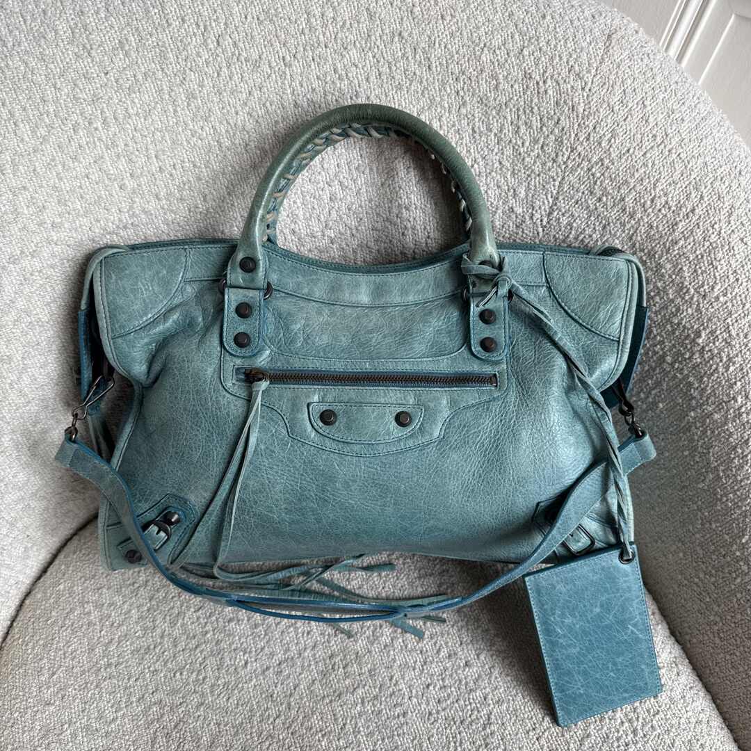 2010 Balenciaga The City Leather Blue Handbag
