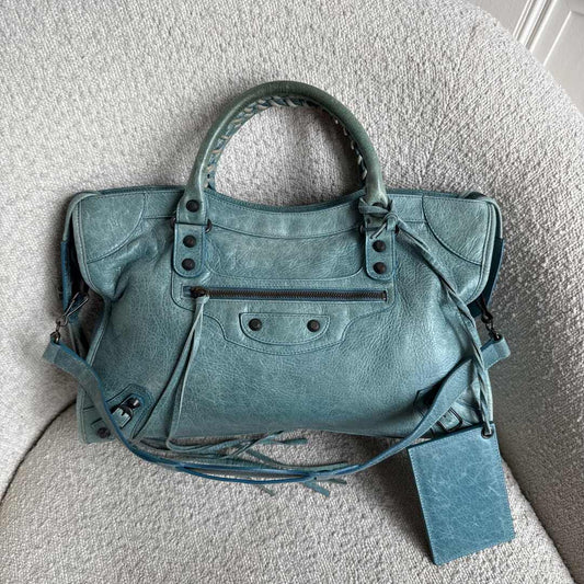 2010 Balenciaga The City Leather Blue Handbag
