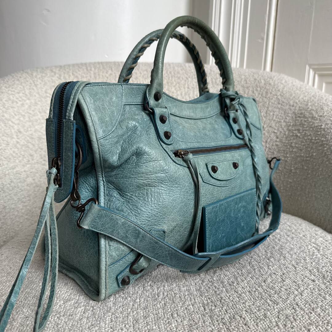 2010 Balenciaga The City Leather Blue Handbag
