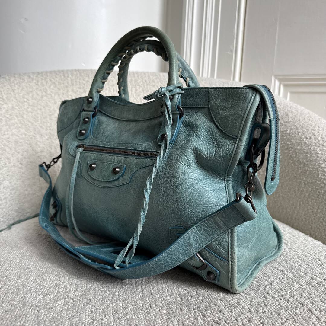 2010 Balenciaga The City Leather Blue Handbag