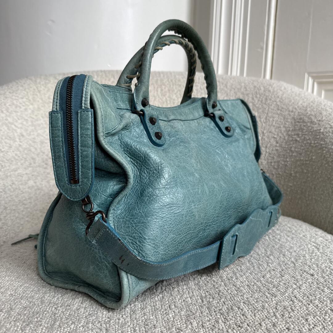 2010 Balenciaga The City Leather Blue Handbag