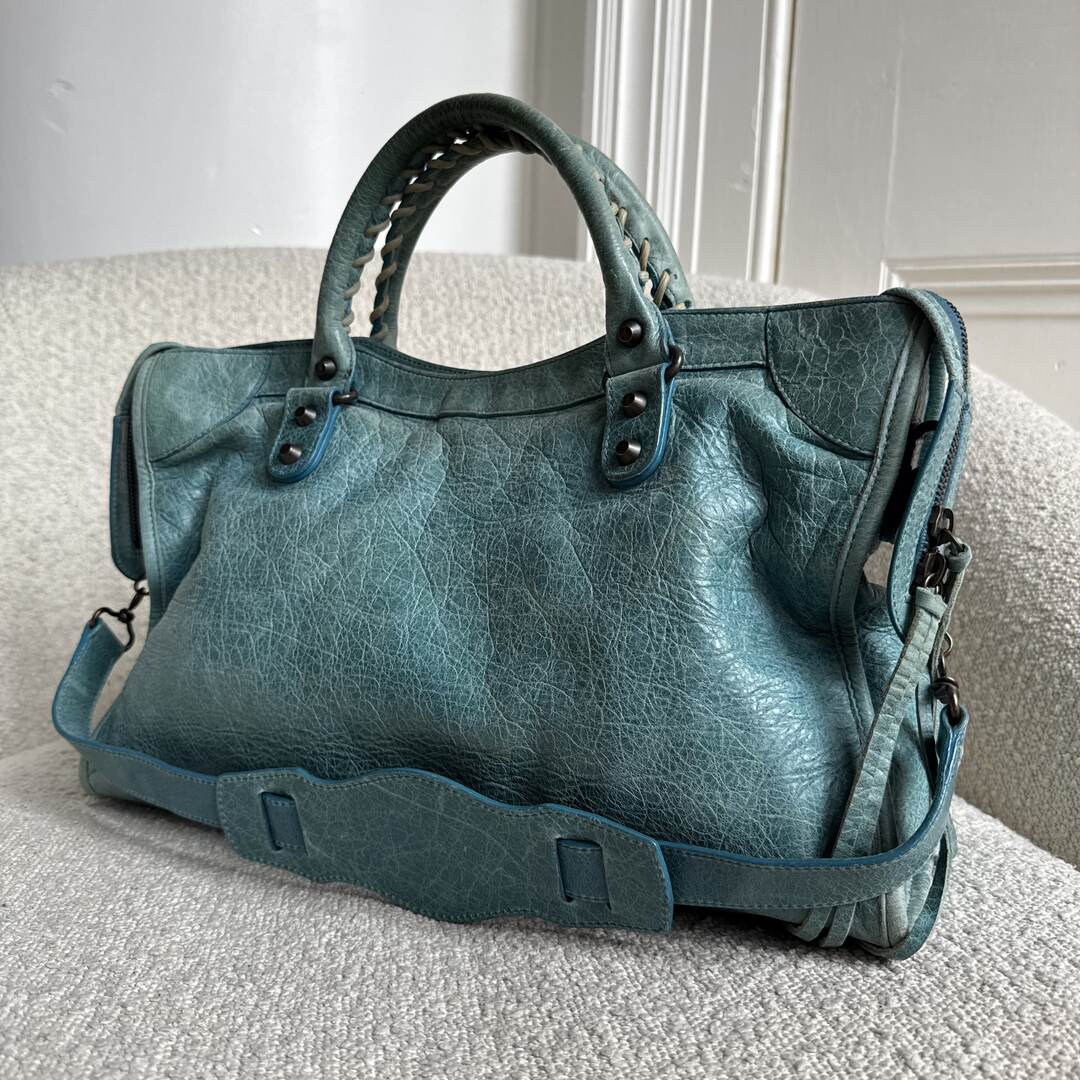 2010 Balenciaga The City Leather Blue Handbag