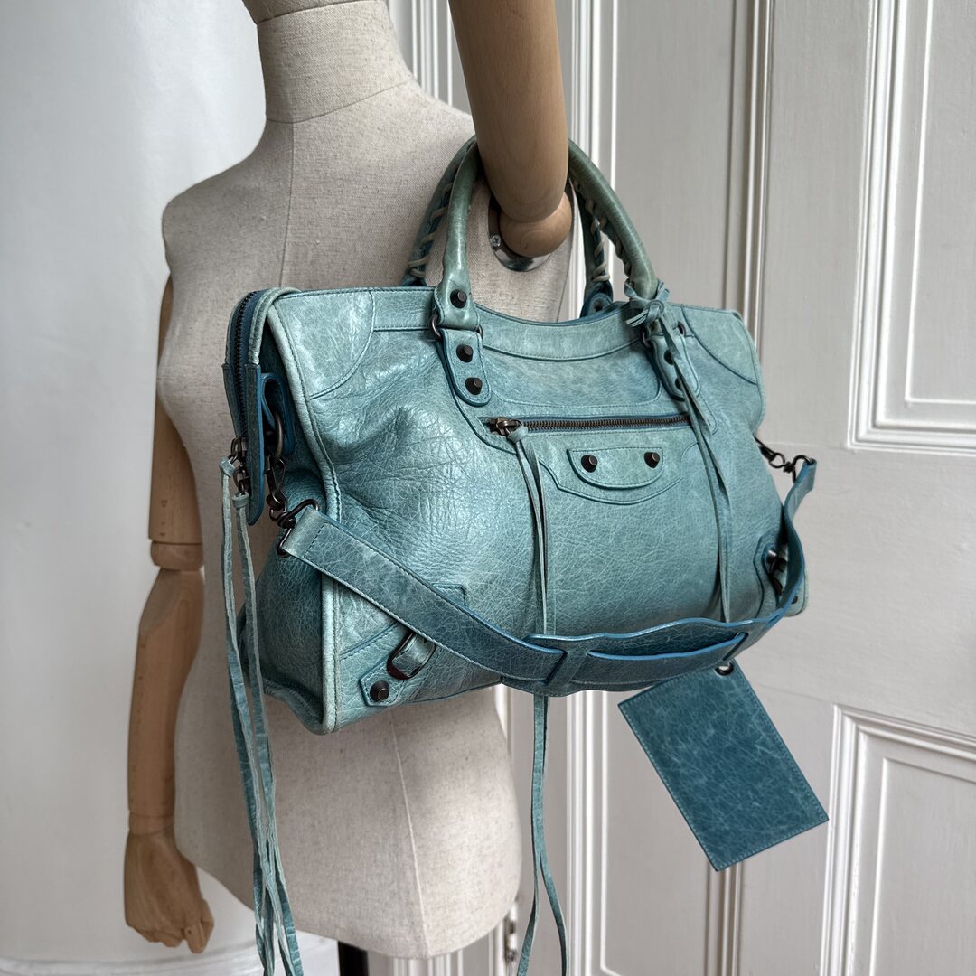 2010 Balenciaga The City Leather Blue Handbag