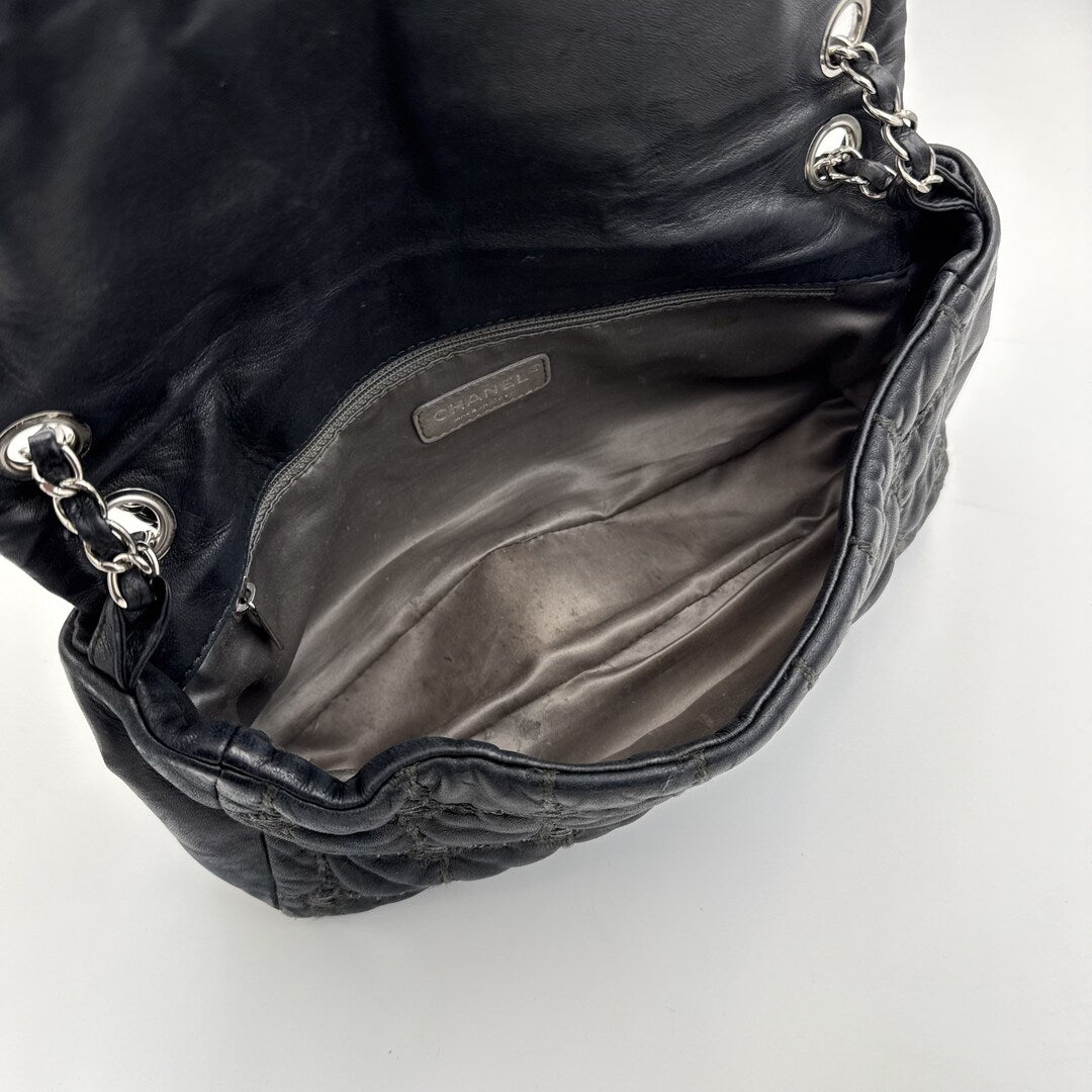 2008 Chanel Paris Byzance Tweed Stitch Black Flap Shoulder Bag