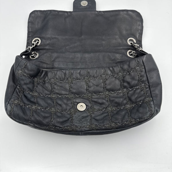 2008 Chanel Paris Byzance Tweed Stitch Black Flap Shoulder Bag