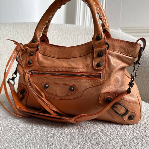 2009 Balenciaga First Orange Leather Handbag